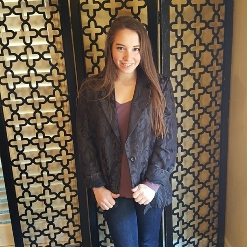 VINTAGE ‎ MAXMARA SILK  BLACK  BROCADE  ITALIAN BLAZER Size 12